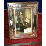 English silver ornate photo frame with velvet backing