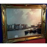 Don Micklethwaite 'Anstruther' oil painting in fitted gilt frame