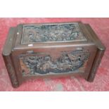 Oriental highly carved camphor travel trunk