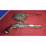 Reproduction flint lock pistol with water flask