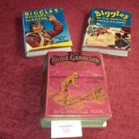 1st edition Biggles of the Interpol book, 5th edition Biggles delivers the goods books, together