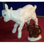 USSR large goat figure together with USSR Bear figure, 19x23cm