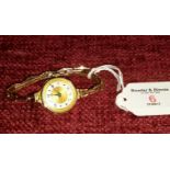 9ct gold ladies Herald watch with 9ct gold strap