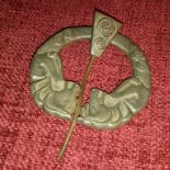 Large Celtic metal pennanular cloak pin, 9cm diameter