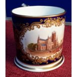 Worcester cathedral chamberlains Worcester hand painted mug, 10.5cm tall