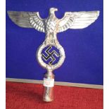 WW2 German Nazi flag top finial, Eagle & Swastika, 24.5cm tall