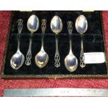 Set of six birmingham silver art deco spoons, 1939