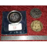 1878 trade dollar, £5 coin & royal mint £2 coin