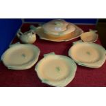 10 pieces of Shorters & Sons fish plates, platter, tureen & gravy boat