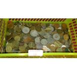 Crate of mixed world coins etc