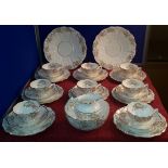 28 piece flower design tea set with crown, T & K stamp to back