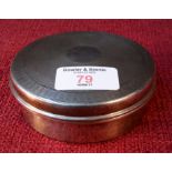 Birmingham silver storage box in circular form, 10cm diameter