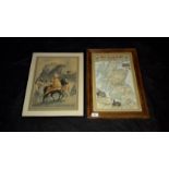 North British railways framed map together with Military print.