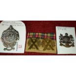 4 various military cap badges to include, Argyll & Sutherland & Manchester 5th V.B