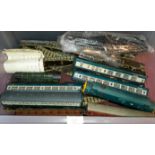 Crate of Hornby trains, carriages & track