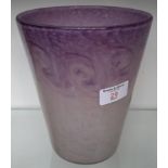 Vasart purple & white swirl design vase signed to the base, 18.5cm tall