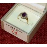 9ct gold ladies ring with CZ & amethyst stone setting