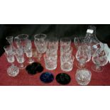 Selection of Edinburgh crystal, Whisky, brandy & Sherry glasses etc