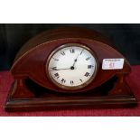 French Edwardian mantle clock with inlays & in working order, 15x26cm