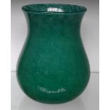 Monart green glass vase, 20cm tall