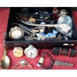 Box containing watches, smoking pipes & various other odds