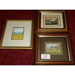 2 miniature oil paintings on ivorine by W.Rhodes, together with painting by Greg Ryder-Cambridge,