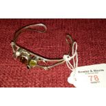 Silver 925 ladies bangle with 5 various stones