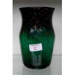 Strathearn green & gold speckled vase, 18.5cm tall