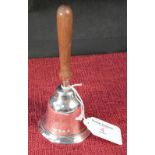 Scottish Edinburgh silver service bell with wooden handle, 14.5cm tall