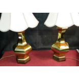2 Heavy brass table lamps working order 67cm tall.