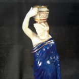 Royal Worcester lady figure carrying urns with blue robe & gilt finish, 23cm tall