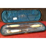 3 piece silver collard carver set by Wheatley Brothers wheat sheaf Sheffield, in fitted case