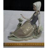 Lladro girl sitting with dove