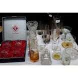 Selection of art glass, crystal & Edinburgh crystal glass set