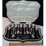 Ornate EP spoon & Tong set in fitted case