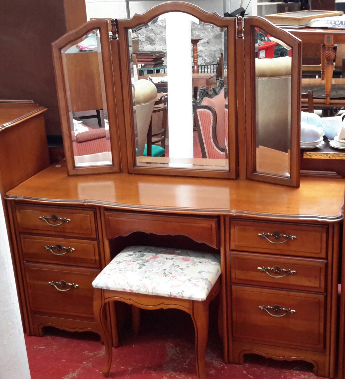 Modern Rosewood effect dressing table with stool