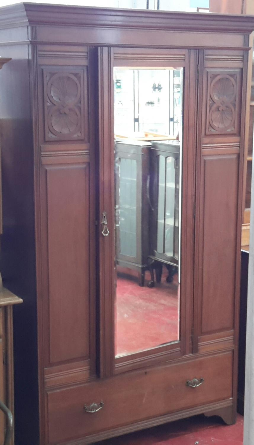 Victorian mirror front wardrobe with under drawer