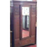 Victorian mirror front wardrobe with under drawer