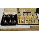 2 Boxed sets of EP tea spoons