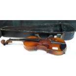 Old violin with fitted case & bow