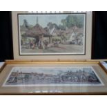 2 prints of village scenes, both signed by Sturgeon