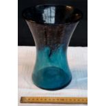 Strathearn blue glass vase with gold flecks throughout