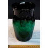 Strathearn green glass vase with gold flecks throughout