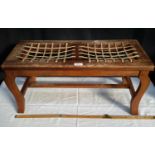 Double foot stool with weaved top