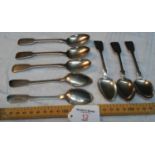 8 Victorian London silver spoons