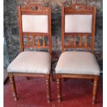 A pair of oak Victorian parlour chairs