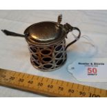 Birmingham silver cruet pot with spoon & blue liner