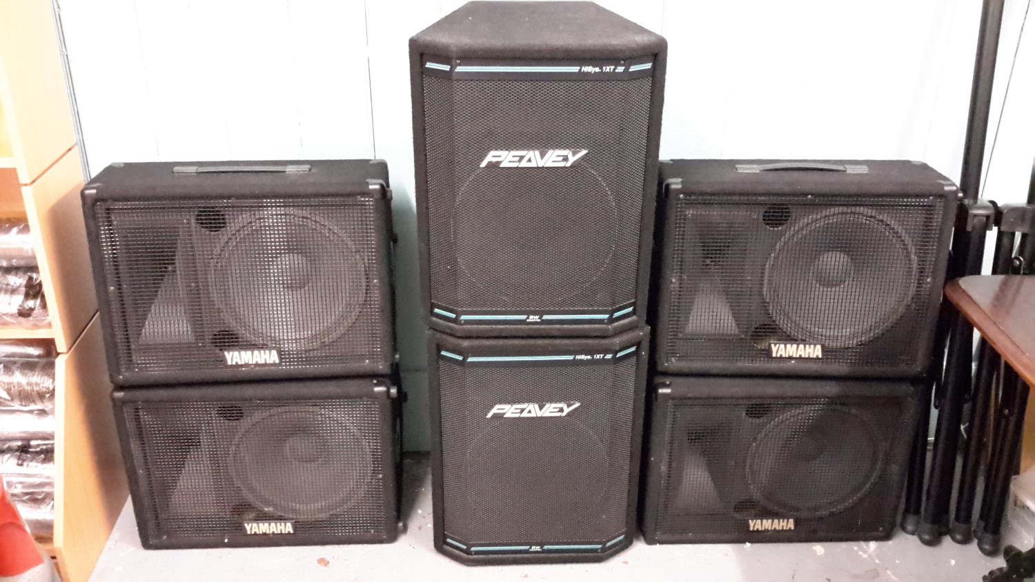 2 Peavey speakers with stands & Yamaha speakers