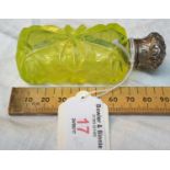 Silver topped radium etched glass perfume bottle with inner stopper