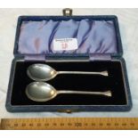 A pair of London silver jam spoons